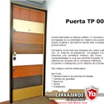 puerta blindada TP001 enchapada en madera, colores surtidos